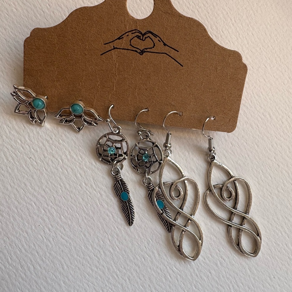 Silver and Turquoise Earring Set